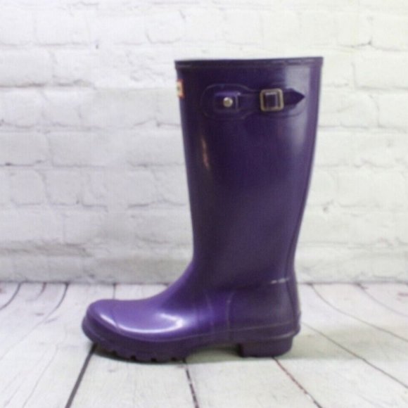 Hunter Other - Hunter Youth Purple Knee High Rubber Outdoor Rain Boots Size Boys 6  Girls 7